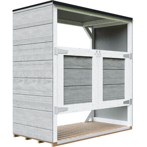 Caseta jardin exterior – cobertizo jardin exterior para cubos basura 2x240L con puertas, caseta de madera para almacenaje exterior, armario jardín exterior – Timbela M980A-TUNDRA GREY