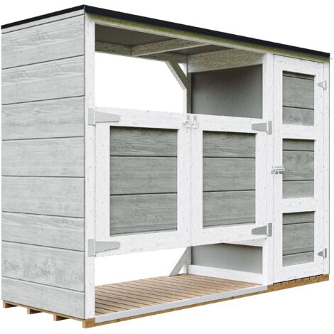 Caseta jardin exterior – cobertizo jardin exterior para cubos basura 2x240L con puertas, caseta de madera para almacenaje exterior, armario jardín exterior – Timbela M981A-TUNDRA GREY