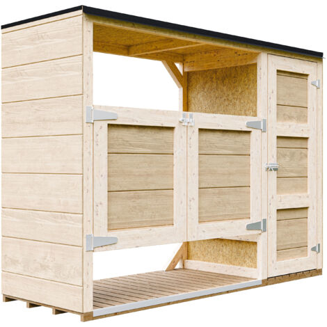 Caseta jardin exterior – cobertizo jardin exterior para cubos basura 2x240L con puertas, caseta de madera para almacenaje exterior, armario jardín exterior – Timbela M981A