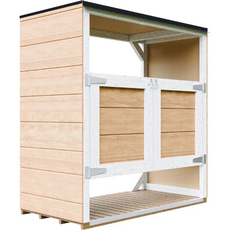 Caseta jardin exterior – cobertizo jardin exterior para cubos basura 2x240L con puertas, caseta de madera para almacenaje exterior, armario jardín exterior – Timbela M980A-HARVEST HONEY