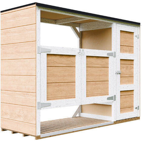 Caseta jardin exterior – cobertizo jardin exterior para cubos basura 2x240L con puertas, caseta de madera para almacenaje exterior, armario jardín exterior – Timbela M981A-HARVEST HONEY
