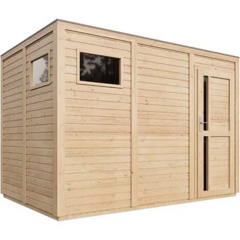 Caseta Jardin Exterior Madera 6,18 m², Cobertizo jardin exterior para Bicicletas y Herramientas, Caseta de Almacenamiento con Paredes de 17 mm y puertas de panel de madera maciza TIMBELA M326F1