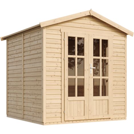 Caseta de Jardín de Madera A233 x P222 x A233 cm, Oficina Caseta de Madera con Piso, Ventana, Puerta Doble, Cabaña de Jardín de Madera para Trabajar en Casa, Taller o Estudio de Jardín TIMBELA M351FB