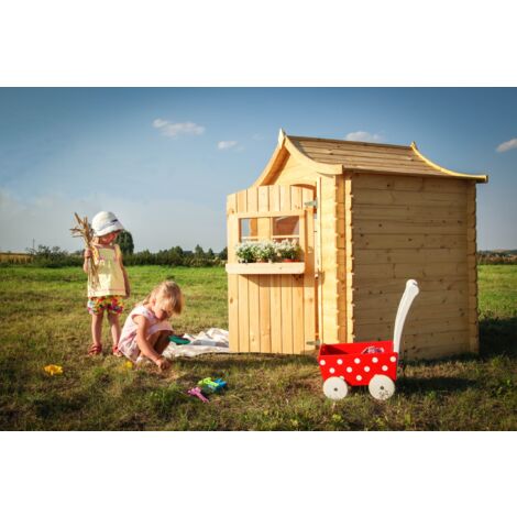 Casa de madera para niños exterior SIN SUELO - Casita de campo para niños L112xL146xA152 cm/ 1,1m2 Casa de juguete de exteriores - Casa jardin niños madera TIMBELA M550-1