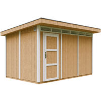 Caseta de jardín de CALIDAD PREMIUM 8,7m²-L412xW279cm - con Suelo,Baldosas Bituminosas y Pintura - Construcción con paneles LP Smartside - Cobertizo jardín exterior TIMBELA M904 - Harvest honey