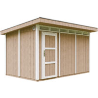 Caseta de jardín de CALIDAD PREMIUM 8,7m²-L412xW279cm - con Suelo,Baldosas Bituminosas y Pintura - Construcción con paneles LP Smartside - Cobertizo jardín exterior TIMBELA M904 - Terra Brown