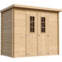 Casa de almacenamiento jardín 142x239x200 cm/2.63 m2 - Caseta para exterior jardín - Cobertizo de madera pequeño - Techo, ventanas- TIMBELA M310C