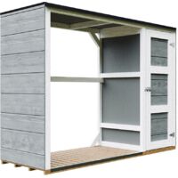 Caseta de exteriores para leña - 75 x 217 x H159 cm - Caseta moderna para leña con almacenamiento lateral para herramientas 1,09 m² + 0.53 m² - Caseta para herramientas y troncos - TIMBELA M981 - CAVE