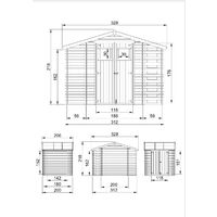 TIMBELA M389 Caseta de madera para jardín con leñera y trastero - caseta de pino / abeto - H215 x 328 x 206 cm / 3,53 + 0,97 + 0,97 m2
