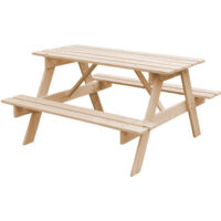 Mesa de picnic infantil - 90x90xA50 cm - para exterior o interior - Set Infantil de Mesa y Bancos de Madera - TIMBELA M018-1