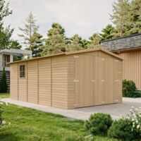 GARAJE de madera natural - cobertizo en pino / abeto - A222x516x324 cm/15 m² - Construcción de paneles - Taller de jardinería - Almacén para de automóviles, cobertizo para herramientas-TIMBELA M101