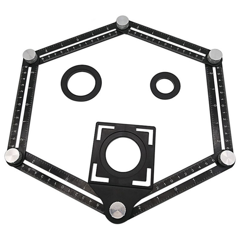 Seis pliegues irregulares regla localizador de orificios para azulejos herramienta de plantilla de medición de múltiples ángulos
