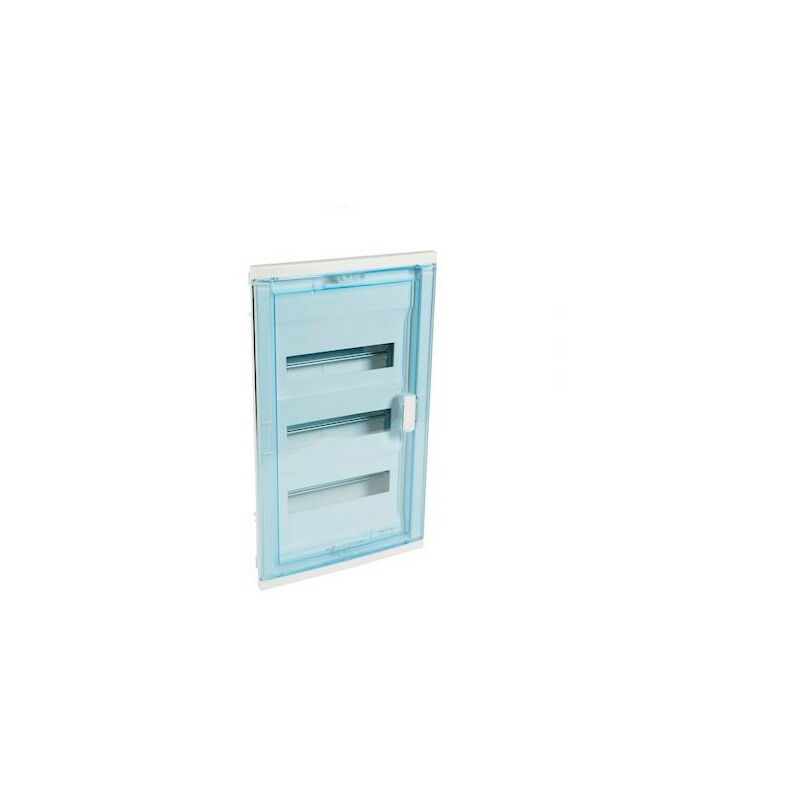 Coffret modulaire encastré 3 rangées 36+6 modules avec porte isolante galbée transparente LEGRAND 001523