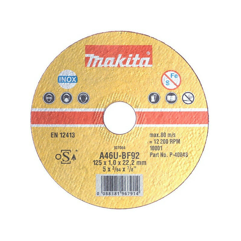 Lot de 5 disques à tronçonner pour meuleuse Ø125mm - MAKITA B-45733