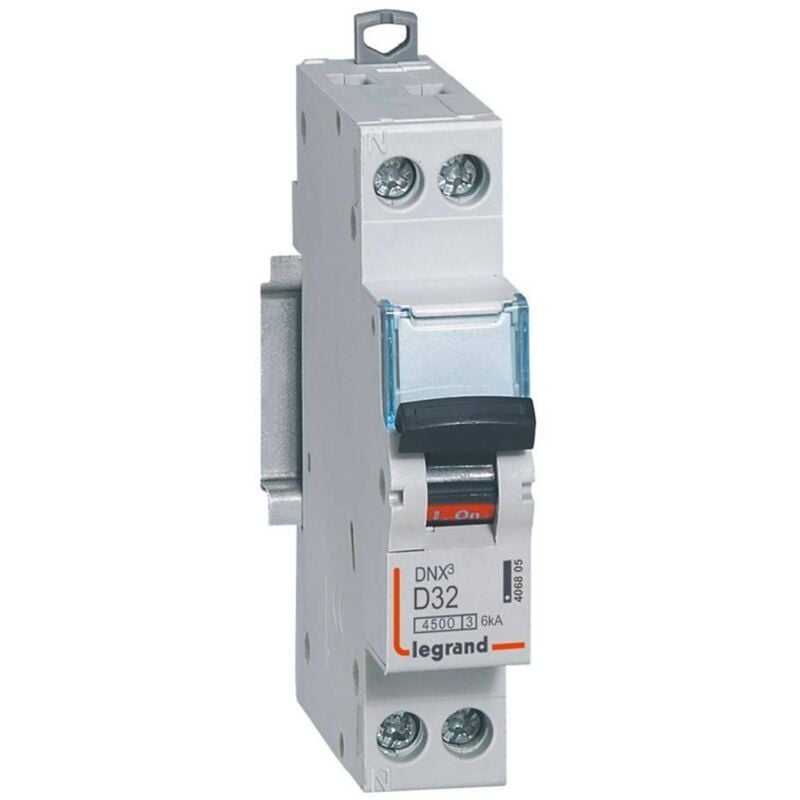 Disjoncteur DNX3 4500 Vis/Vis U+N 230V 32A 4,5KA Courbe D 1 Module LEGRAND 406805