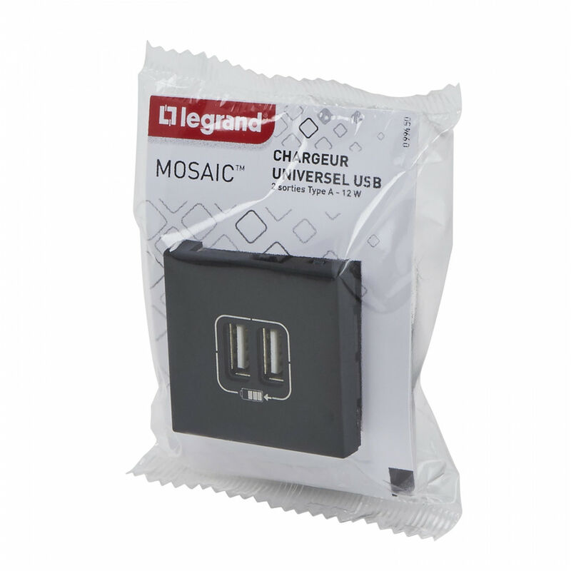 Alimentation USB double 2 modules Legrand Mosaic composable