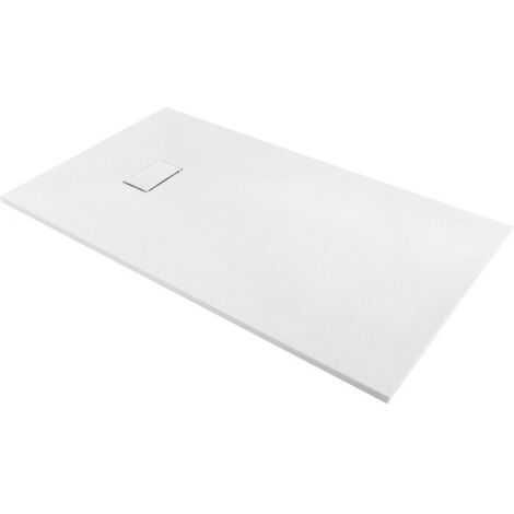 Odyssea – Receveur de douche extra-plat blanc 180x80 cm – SMC antidérapant Classe C – Écoulement excentré – Compatible PMR - GT-18080-WHITE