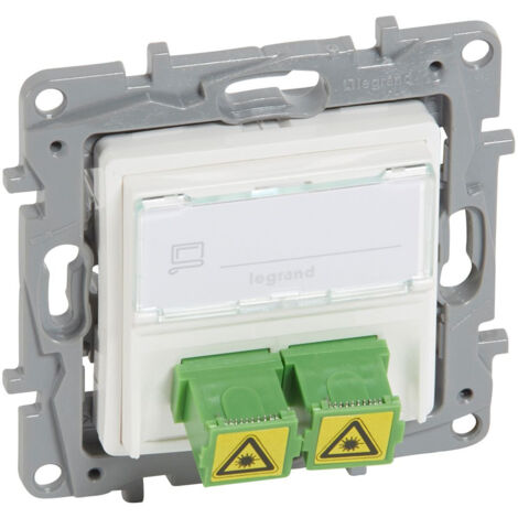 Legrand – Prise optique Niloé 2 traversées SC/APC simplex – Volet de protection – Support et enjoliveur blanc – LCS³ jusqu'à 100 Gbit/s