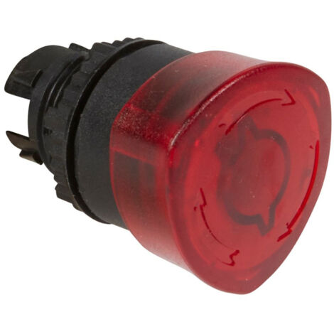 Coup de poing Ø40 pousser-tourner lumineux coupure d'urgence IP69 Osmoz composable rouge LEGRAND 024091