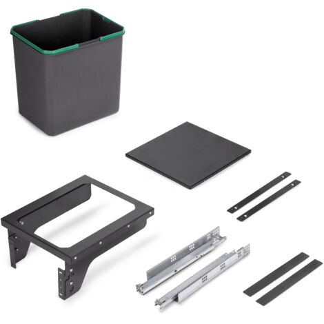 Recycle 35L poubelle de recyclage pour la cuisine avec montage latéral Acier et Plastique Plastique gris antracite EMUCA 8966023 (1/5)