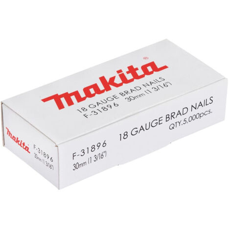 Makita – Clous à tête homme mini brads 30 mm 18 Ga galvanisés pour cloueur – Lot de 5000 pièces – F31896