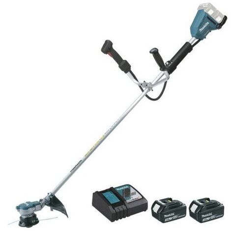 Makita – Débroussailleuse électrique filaire 36V avec 2 batteries 18V 3.0Ah – Moteur sans charbon – Technologie XPT – 3 vitesses de coupe