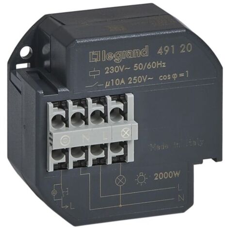 Legrand – Télérupteur unipolaire silencieux 10A – Tension 230V – Compatible avec lampes fluocompactes – Installation facile dans boîtier
