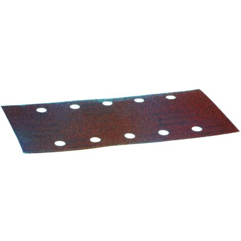 10 Feuilles rectangulaires abrasives 115x229 mm 5 + 5 trous Auto-agrippant Grain 80 MAKITA P-33196 (1/7)