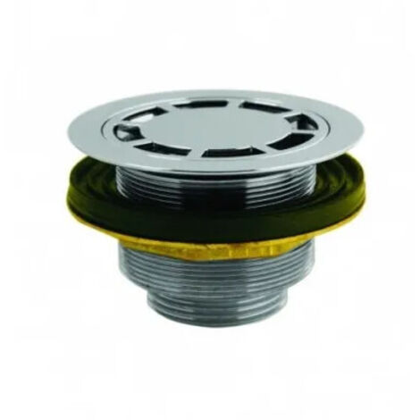 Valentin – Bonde siphon laiton 33/42 pour lavabo – Grille à cloche chromée – Raccord 2 pièces pour cuve grès, inox et synthèse (1/4)