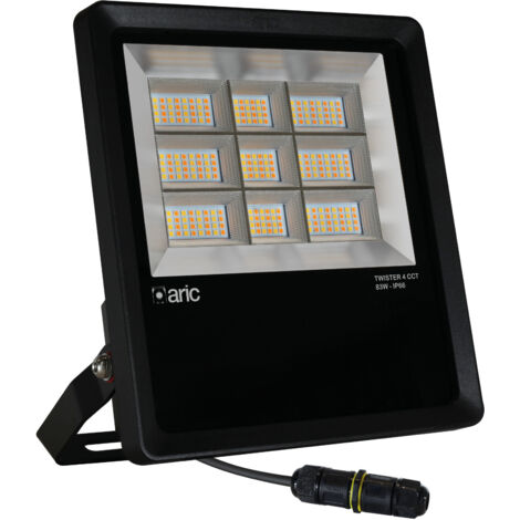 PROJECTEUR TWISTER 4 noir 83W 3CCT IP66 IK08 2200K/3000K/4000K 12870lm 90° 50000h ARIC 51689