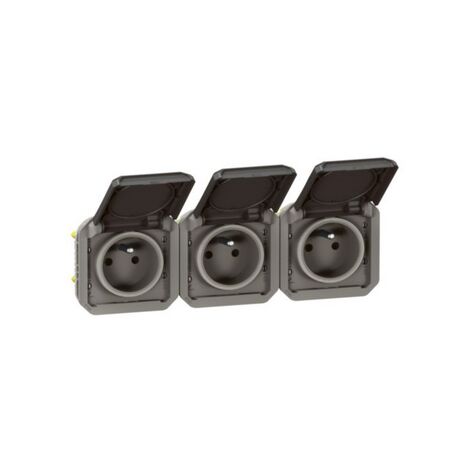 Legrand – Prise de courant étanche 3x2P+T horizontale – IP55 pour environnements humides – 16A 250V – Installation rapide sans outil (1/7)
