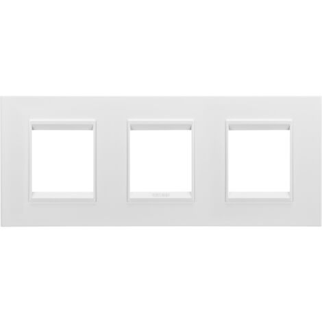 PLAQUE LUX 2+2+2P H MÉTAL BLANC SATIN GEWISS GW16226XW (1/2)