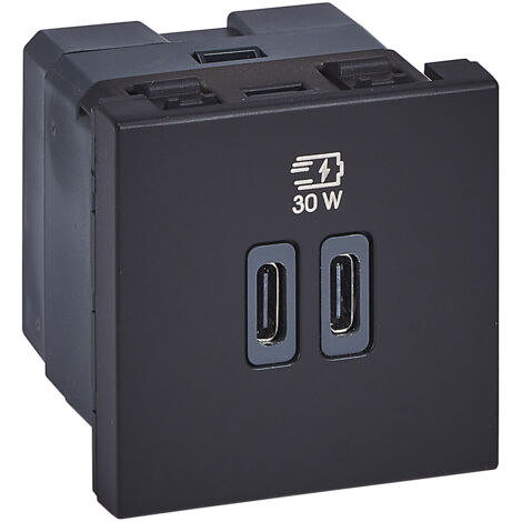 Chargeur 2 USB Type-C et Type-C Power Delivery Mosaic Noir LEGRAND 077633L (1/3)