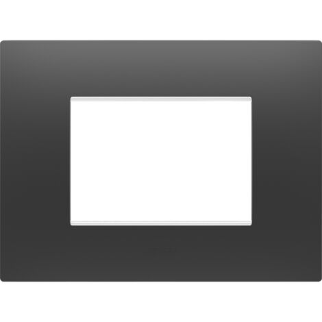 PLAQUE EGO RECTANGULAIRE 3P NOIR GEWISS GW16003DB (1/2)
