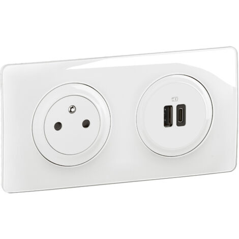 Kit 2P+T Surface et USB A+C 15W Céliane précâblées + boîte complet Blanc LEGRAND CK0143