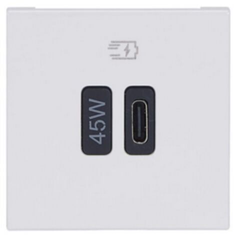 Prise simple USB Mosaic Type-C 45W Power Delivery 2 modules blanc LEGRAND 077655L