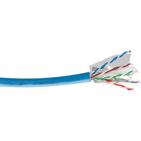 Electraline – Câble FTP RJ45 cat 6 – Isolation polyéthylène – Gaine PVC bleu – Cuivre nu massif AWG 23/1 – Câblage très haut débit 10 Gbit/s