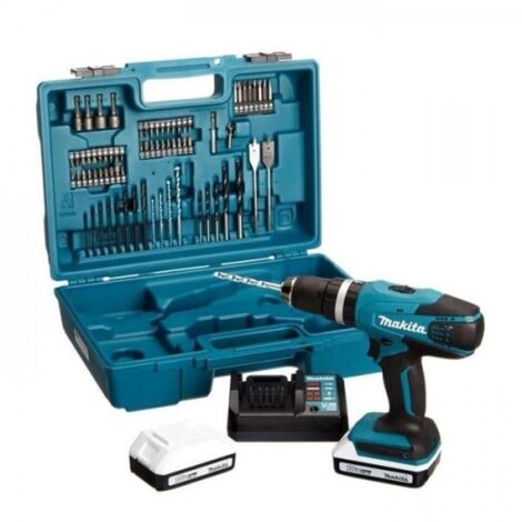 Perceuse visseuse à percussion MAKITA HP457DWE10 + Kit d'accessoires - 18V - 1.5Ah