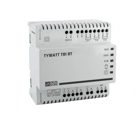 Delta Dore – Indicateur de consommation électrique triphasé – Lecture des consommations sur boîtiers d’ambiance – Tension 230V – Intensité 16A