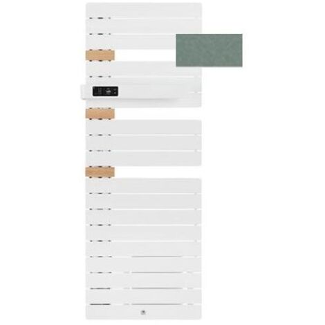 Radiateur salle de bains 3CS électrique avec soufflerie THERMOR ALLURE 3 COULEUR Puissance: 500 W + 1000 W soufflerie - Sens: Mat à droite - Dimensions: 122,4 x 55 x 15 cm - Couleur: Vert eucalyptus (1/4)