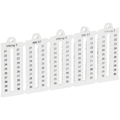 100 repères à lecture verticale pour bloc de jonction viking 3 pas 5mm avec chiffres 21 à 30 LEGRAND 039557 (1/2)