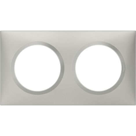 Plaque de finition 2 postes effet aluminium mat – Compatible gamme Legrand Dooxie – Installation facile par clip – Design moderne