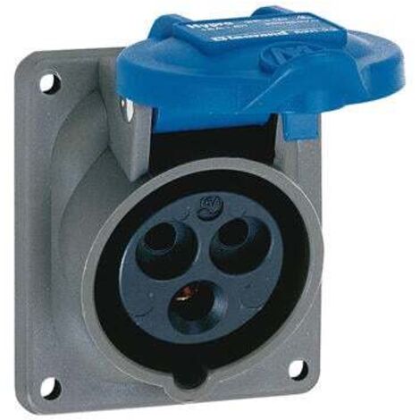 Prise tableau 16A 2P+T IP44 bleu pour usage industriel – Résistante aux éclaboussures – Compatible boîtiers Legrand – 52022 (1/4)