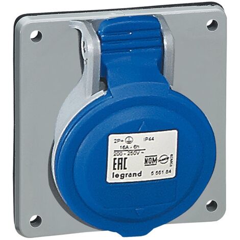 Legrand – Prise tableau 32A 2P+T IP44 – Étanchéité pour chantiers humides – Couleur bleue – Fixation sur coffrets P17
