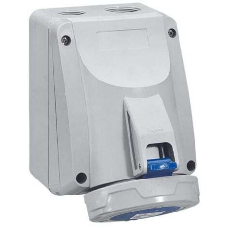 Legrand – Prise saillie 16A 2P+T IP67 bleu – Pour chantiers humides – Résistance à l'eau et à la poussière – 555354