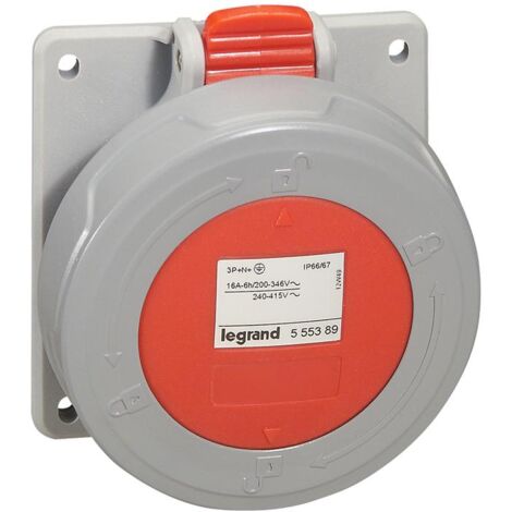 Prise à entraxes unifiés P17 IP66/67 16A de 380V à 415V 3P+T LEGRAND 555388