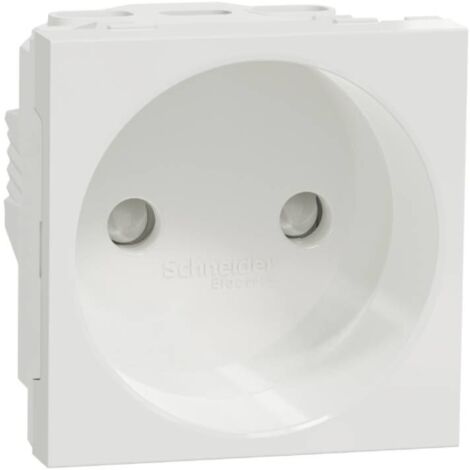 Unica prise 2P bornier à vis 2 mod Blanc méca seul SCHNEIDER NU303318 (1/4)