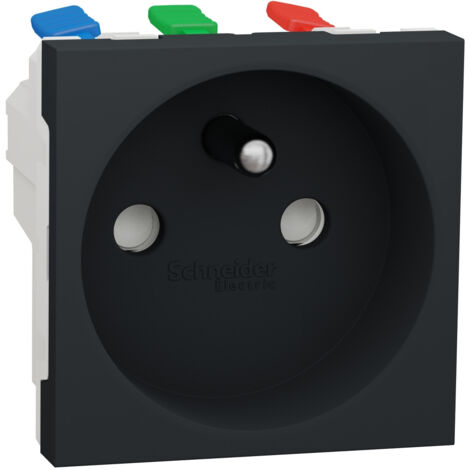 Unica prise 2P+T FR 90° raccord rapide travers Anthracite méca seul SCHNEIDER NU305954