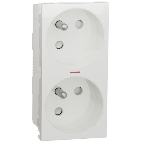 Unica - prise double 2P T - FR - 45 - connexion rapide - Blanc - me Unica - prise double 2P T - FR - 45 - connexion rapide - Blanc - me