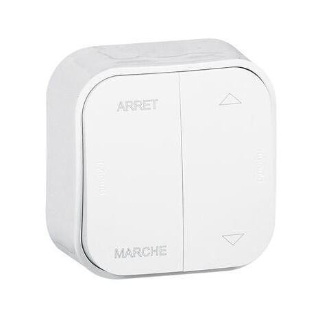 Interrupteur Individuel Volet Roulant Saillie - Blanc - Pour Installation Murale Simple - 9